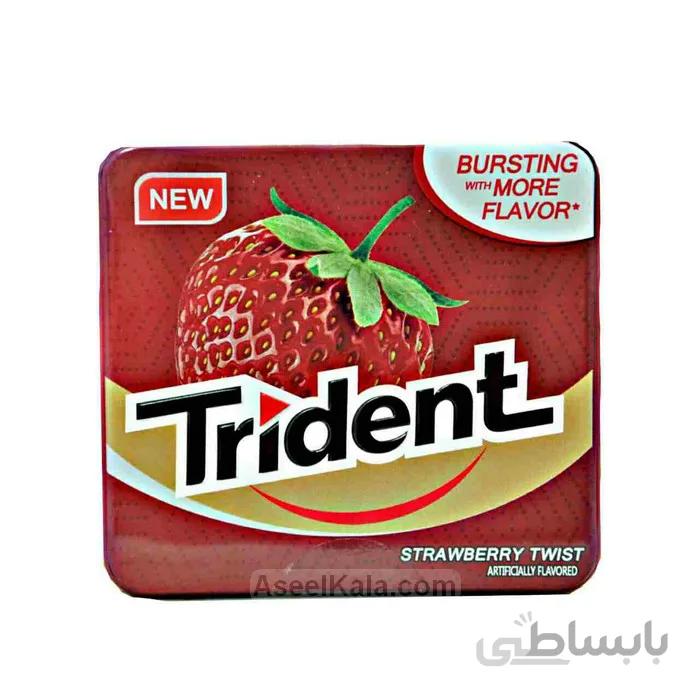 آدامس تریدنت Trident قوطی فلزی با طعم توت فرنگی تکی و بسته 12 عددی