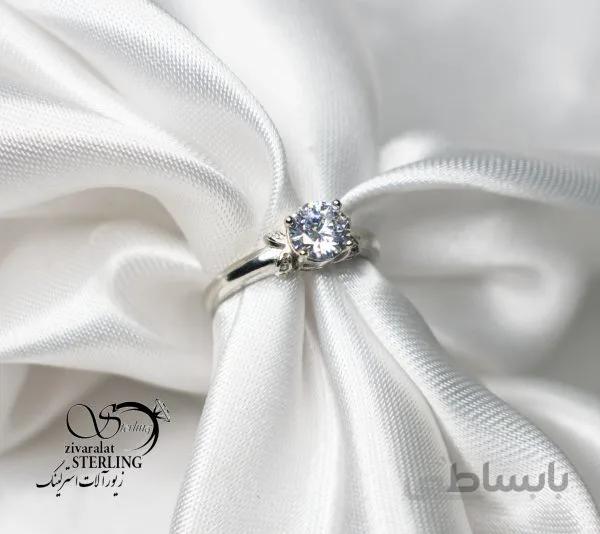 انگشتر تک نگین نقره زنانه کد 180679