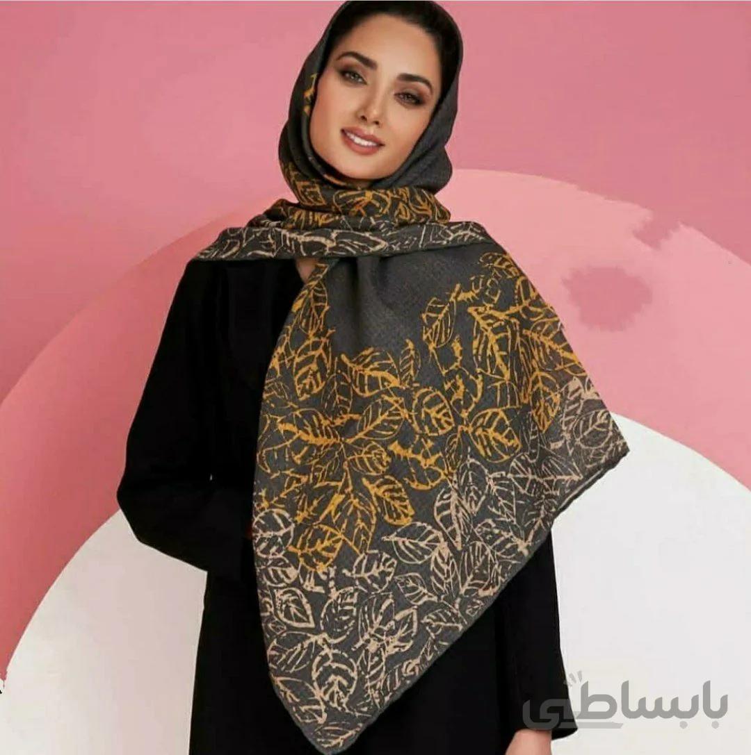 روسری قواره 120 طرح برگ دودی