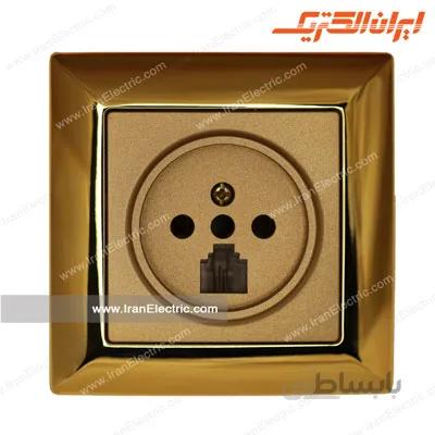 پریز تلفن دوکاره الیزه طرح متال طلایی