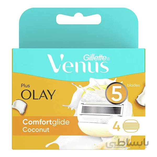 تیغ یدک ژیلت ونوس مدل Comfort Glide Coconut بسته 4 عددی