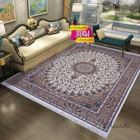 فرش ماشینی زمرد مشهد طرح 45003 کرم