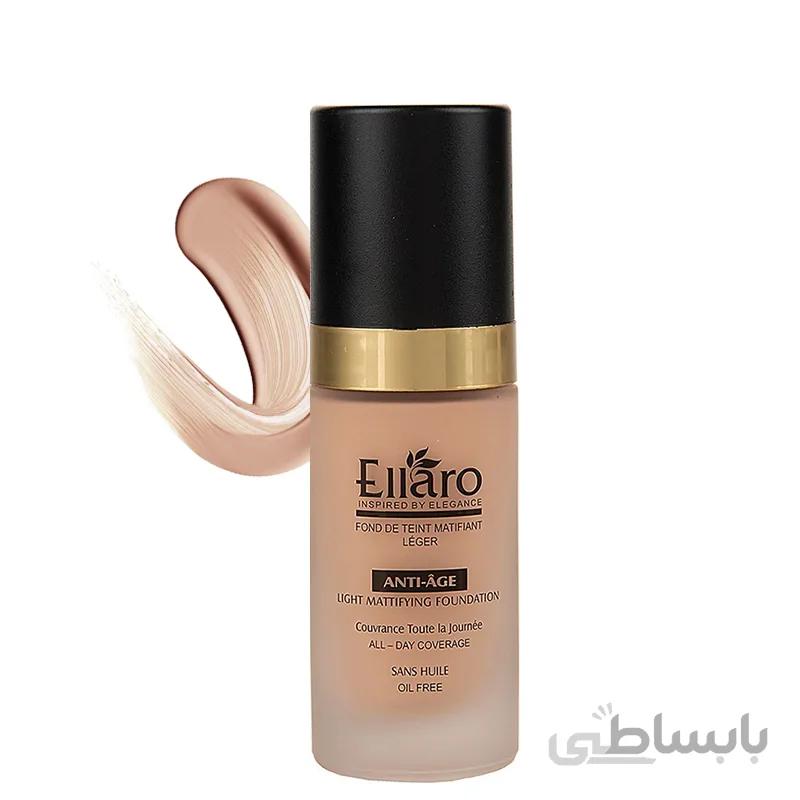 کرم پودر ضد چروک اِلارو مدل Anti Age حجم 40 میل شماره 02 - بژ روشن ا Ellaro Anti Age Light Mattifying Foundation 40ml No.02 Light Beige