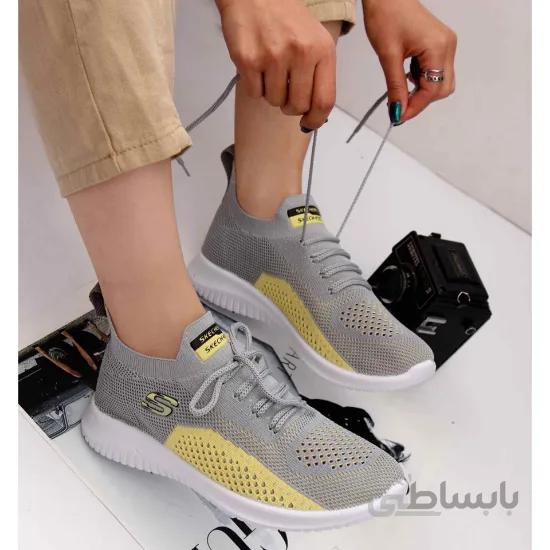 اسکیچرز طوسی لیمویی 08