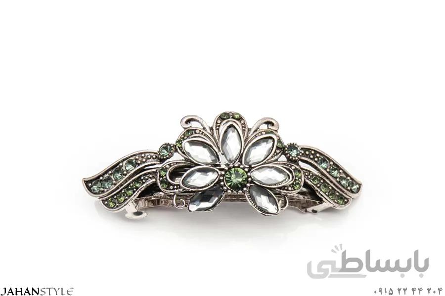 گیره پشت مو فلزی کروم دودی