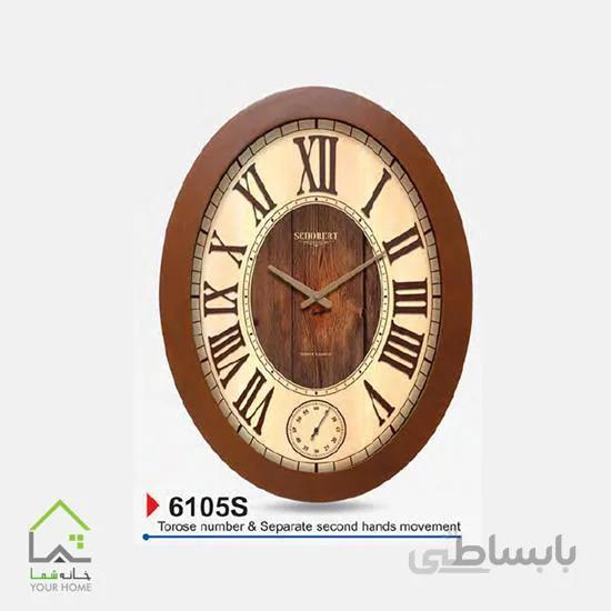 ساعت دیواری بیضی چوبی اعداد رومی 6105S