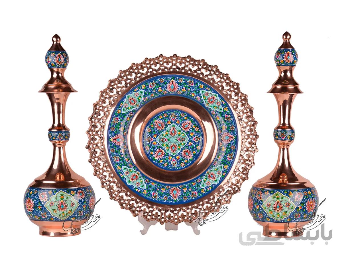 ست بشقاب و تنگ مس و پرداز