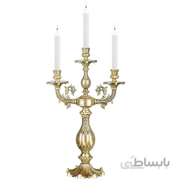 شمعدان برنزی سه شعله چشمه نور کد S3584/3T-A آنتیک