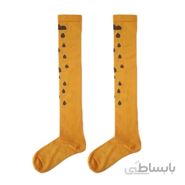 جوراب نخی فانتزی ساق بلند زنانه طرح باران کد PH440