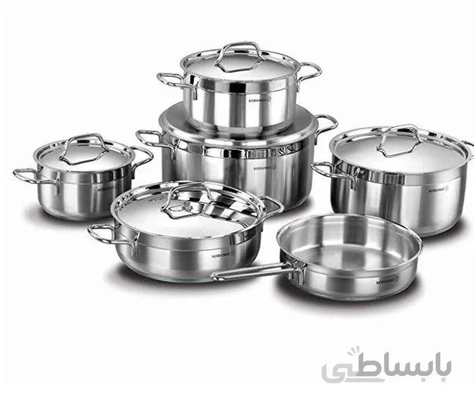 سرویس قابلمه استیل 9 پارچه کرکماز درب استیل