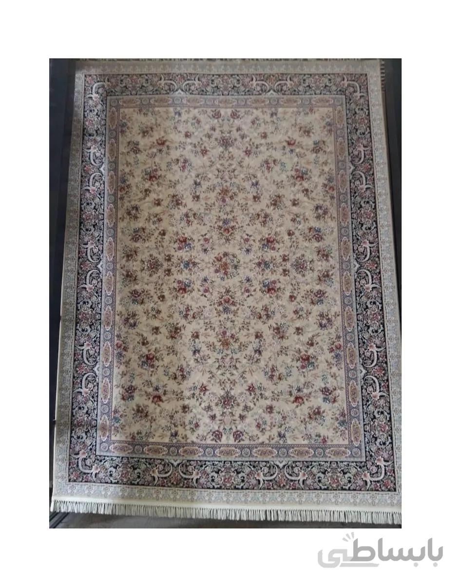 فرش افشان بهشت کرم حاشیه سرمه ای وزرا 1200 شانه هایبالک ا Vozaracarpet