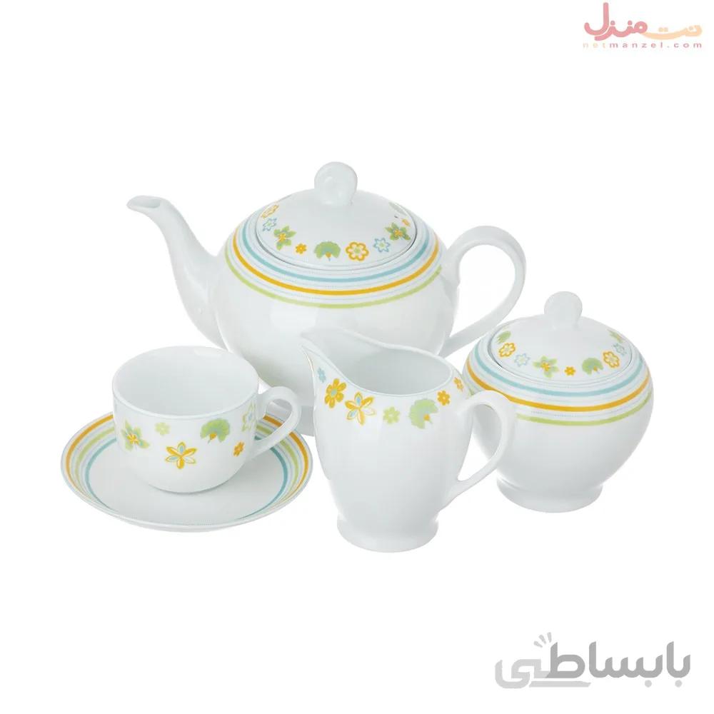 سرویس چای خوری 17 پارچه چینی زرین سری ایتالیا اف مدل مایورکا درجه عالی
