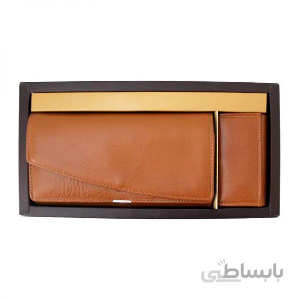 ست کیف پول و جاکلیدی چرم زنانه ST108