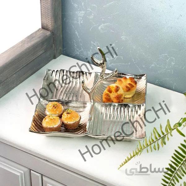 اردو خوری مربع چهار خانه آلومینیومی نقره ای
