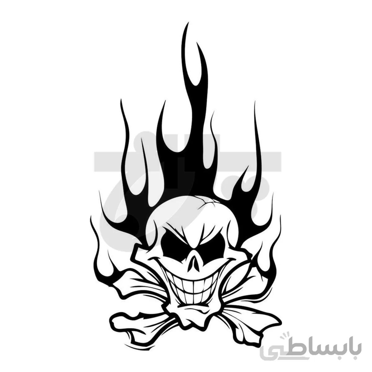 برچسب بدنه خودرو اسکلت و اتش کد 02