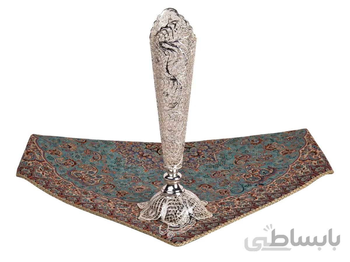 گلدان مدادی مليله کاری روی مس متوسط