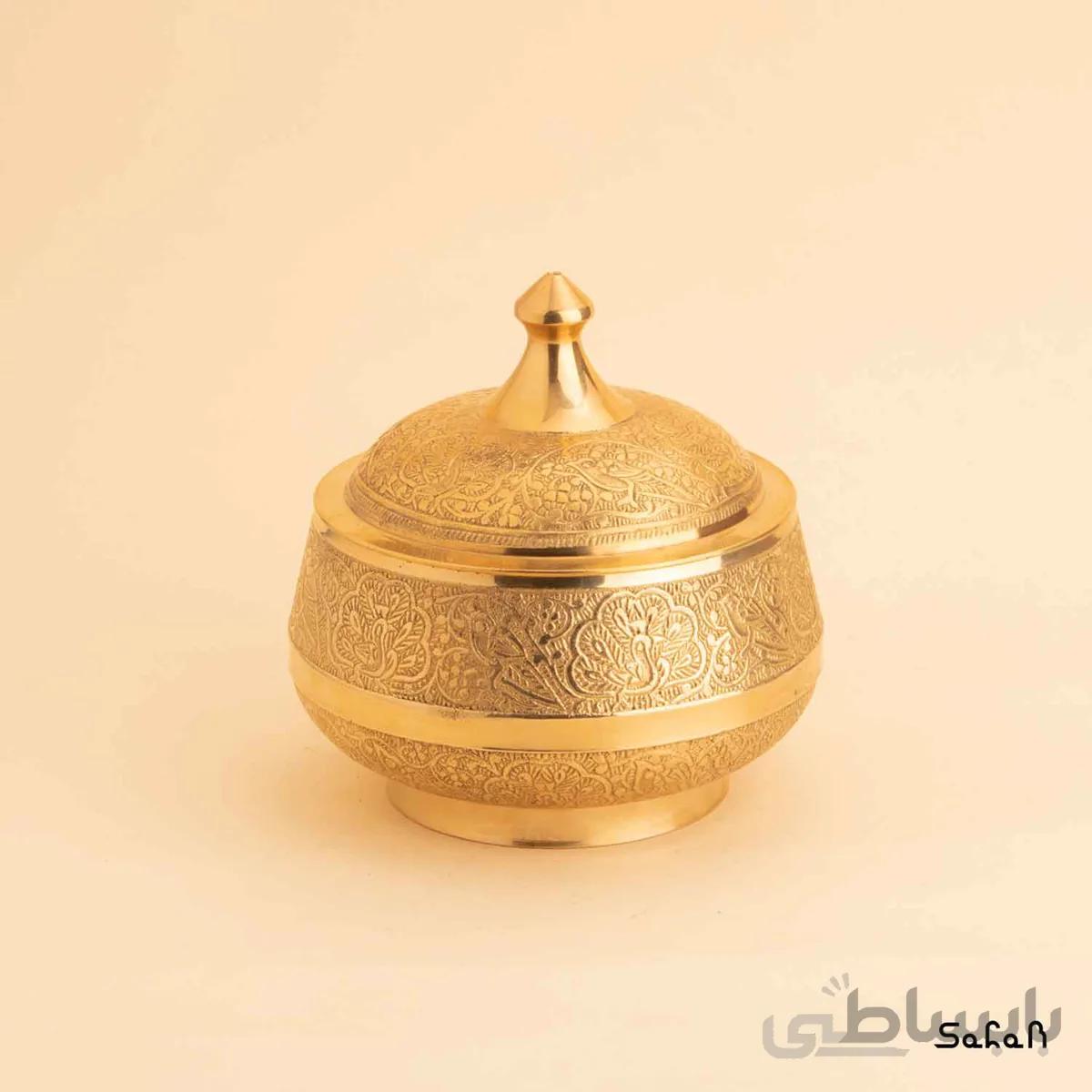 قندان برنجی طلایی طرح طاووس مدل کارل سایز 1