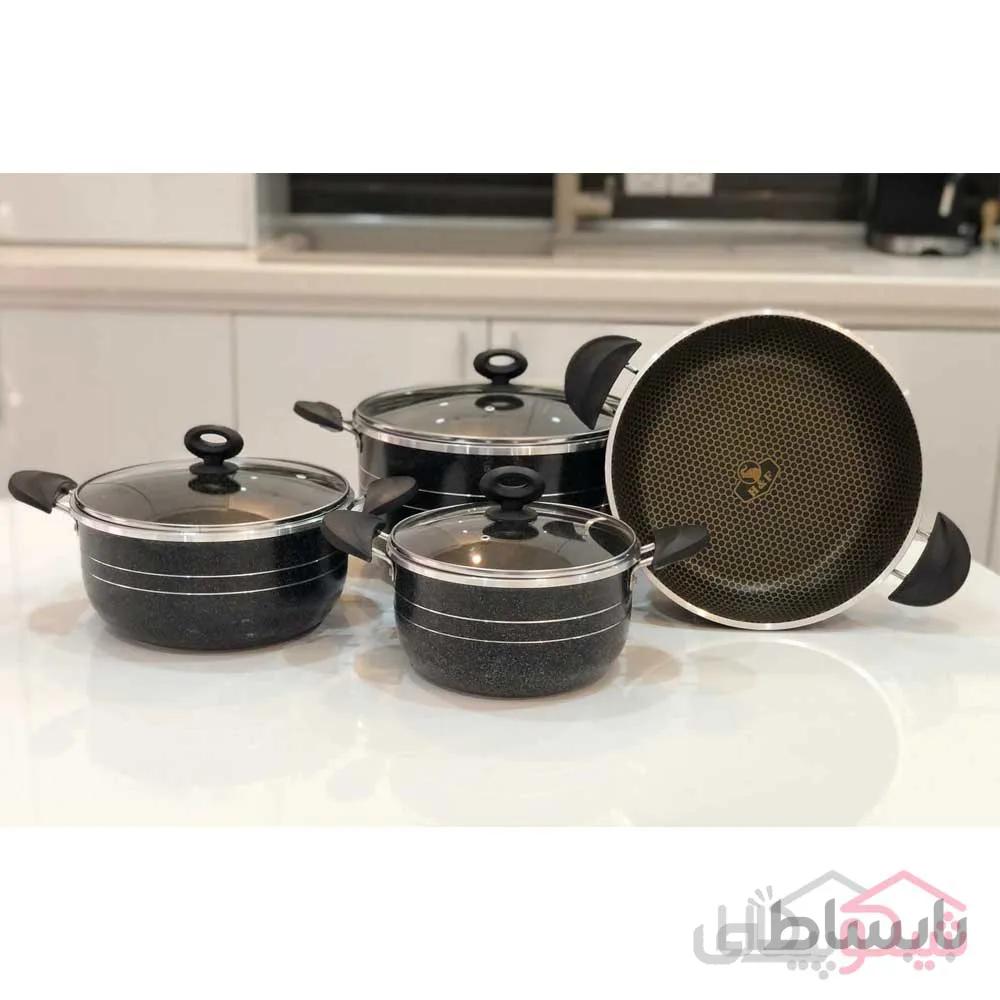 سرویس قابلمه 7 پارچه هلنا طرح چدن زنبوری