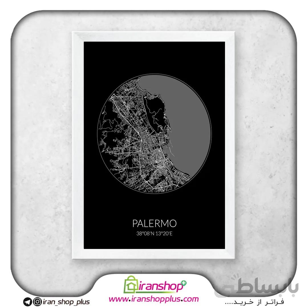 تابلو نقشه شهر پالرمو با تم Black Circle