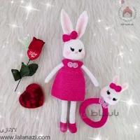 ست عروسک بافتنی خرگوش و جغجغه ( کد 60243 )