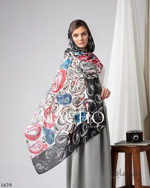 شال نخ پنبه وال طرح ترمه ماچو 1639