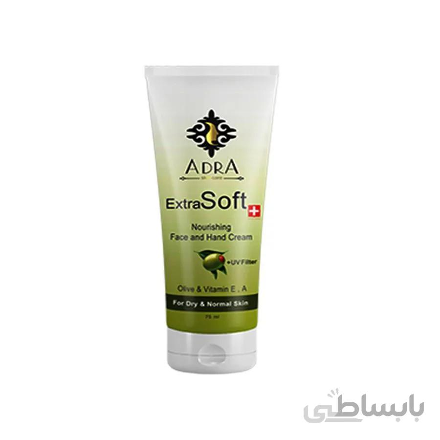 کرم تیوپی دست و صورت آدرا حاوی عصاره زیتون و روغن بادام شیرین