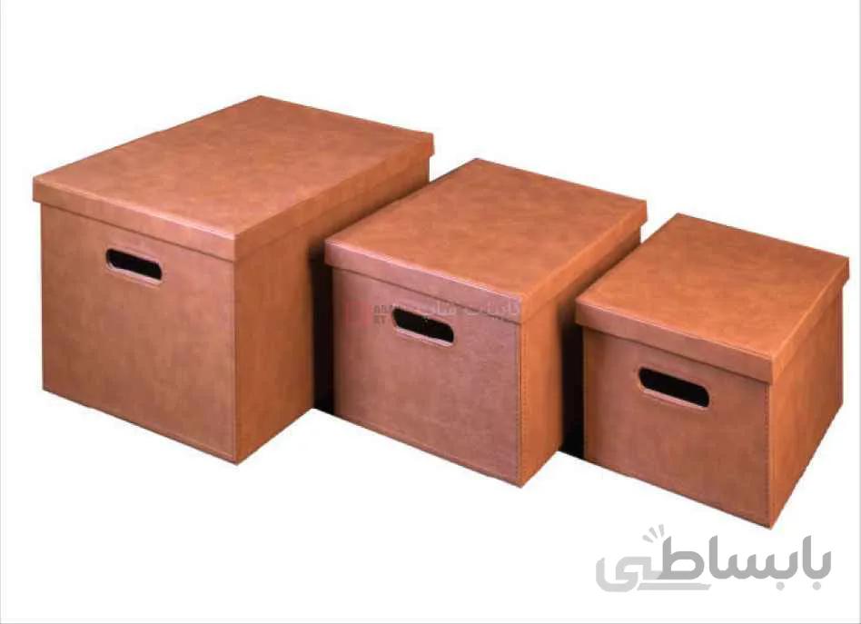 باکس چرمی داخل کمد لباس رنگ موکا سایز L43 W33 H20 فانتونی مدل J662 ا Fantoni J662 Dress basket