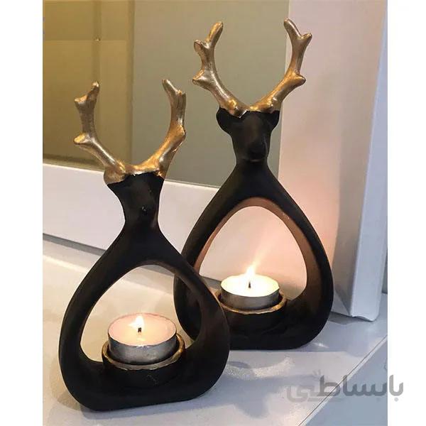 جا شمعی طرح گوزن (مجموعه 2 عددی)