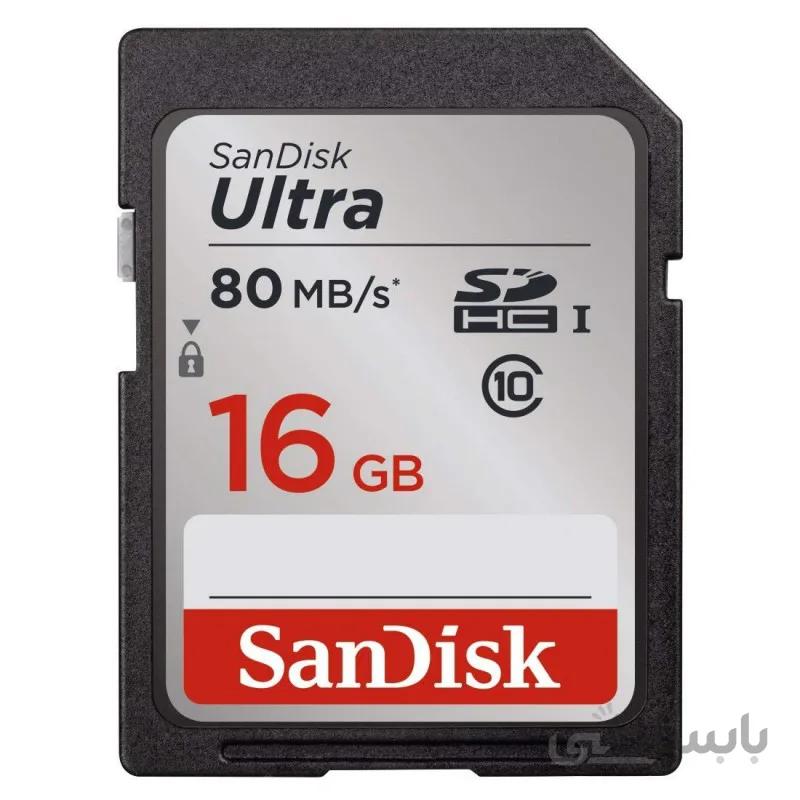 رم SanDisk micro Ultra U1 80MB/s 16GB نقره ای بدون خشاب ا SanDisk Ultra microSD 16GB 80MB/s Class 10 UHS-I Memory Card