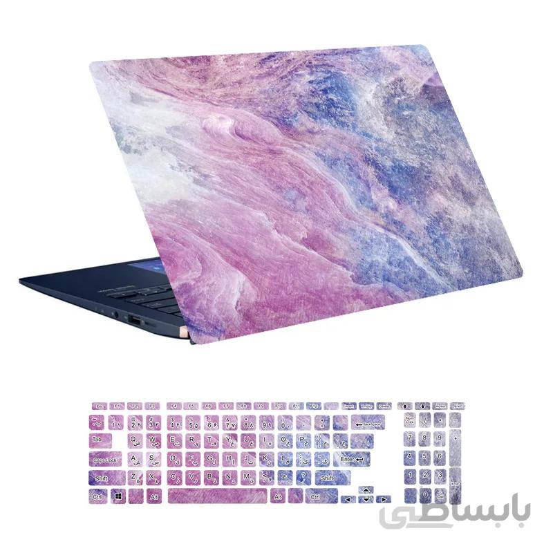 اسکین لپ تاپ طرح Marble کد ۴۵ به همراه استیکر کیبورد