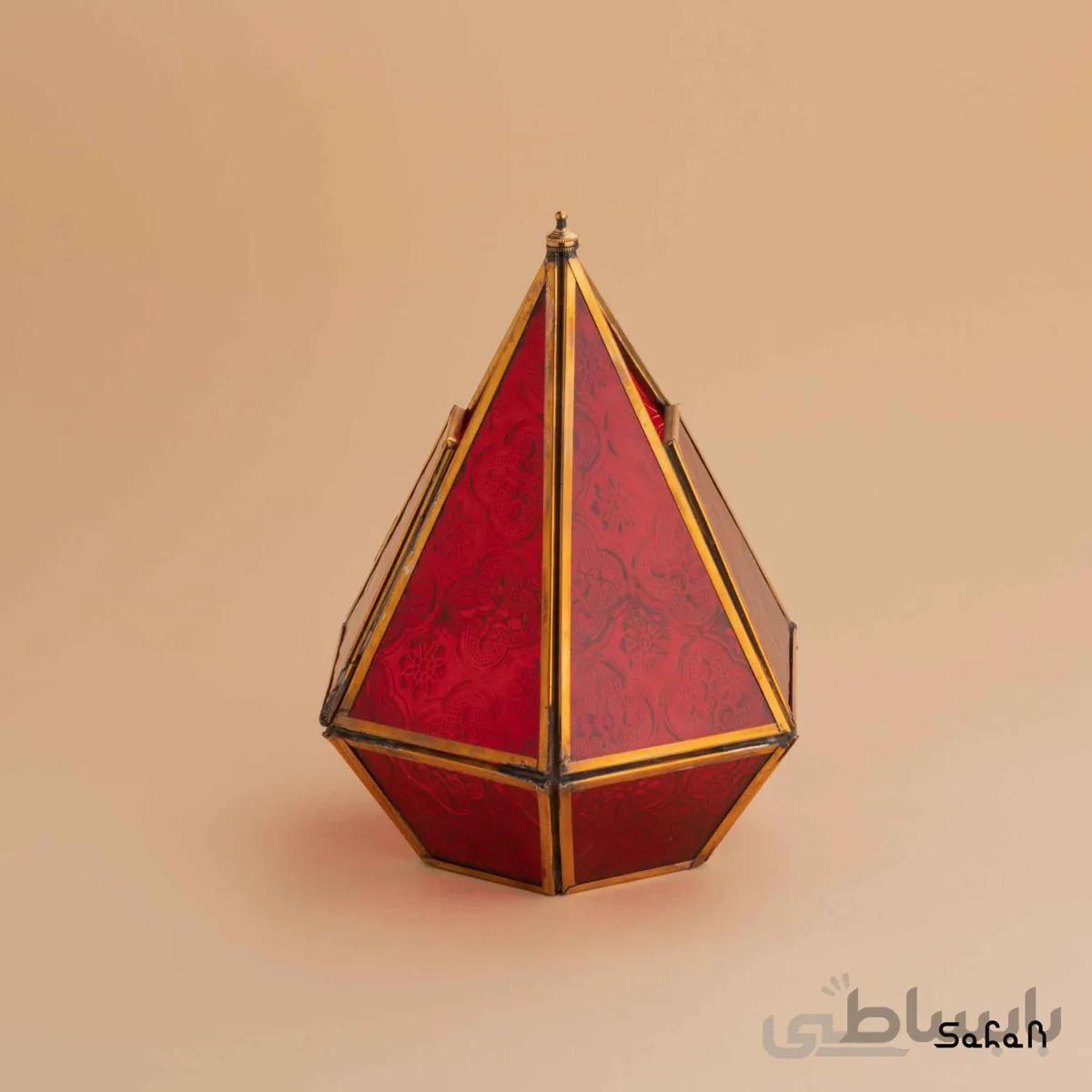 شمعدان برنجی شیشه ای مدل مخروطی