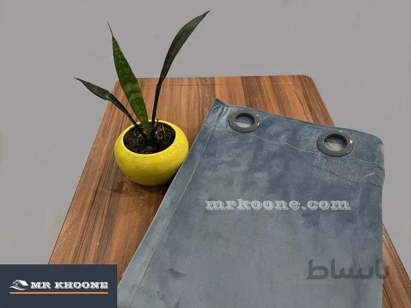 پرده آماده مخمل گارنت آبی روشن