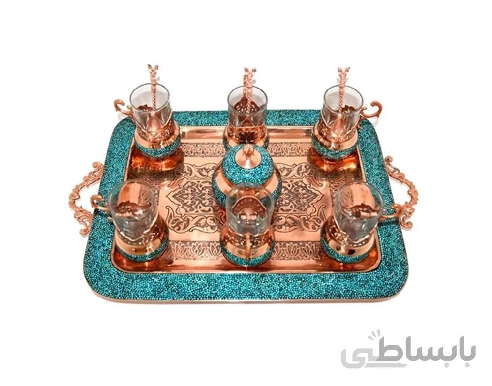 سرویس چای خوری فیروزه کوب ا Service tea turquoise