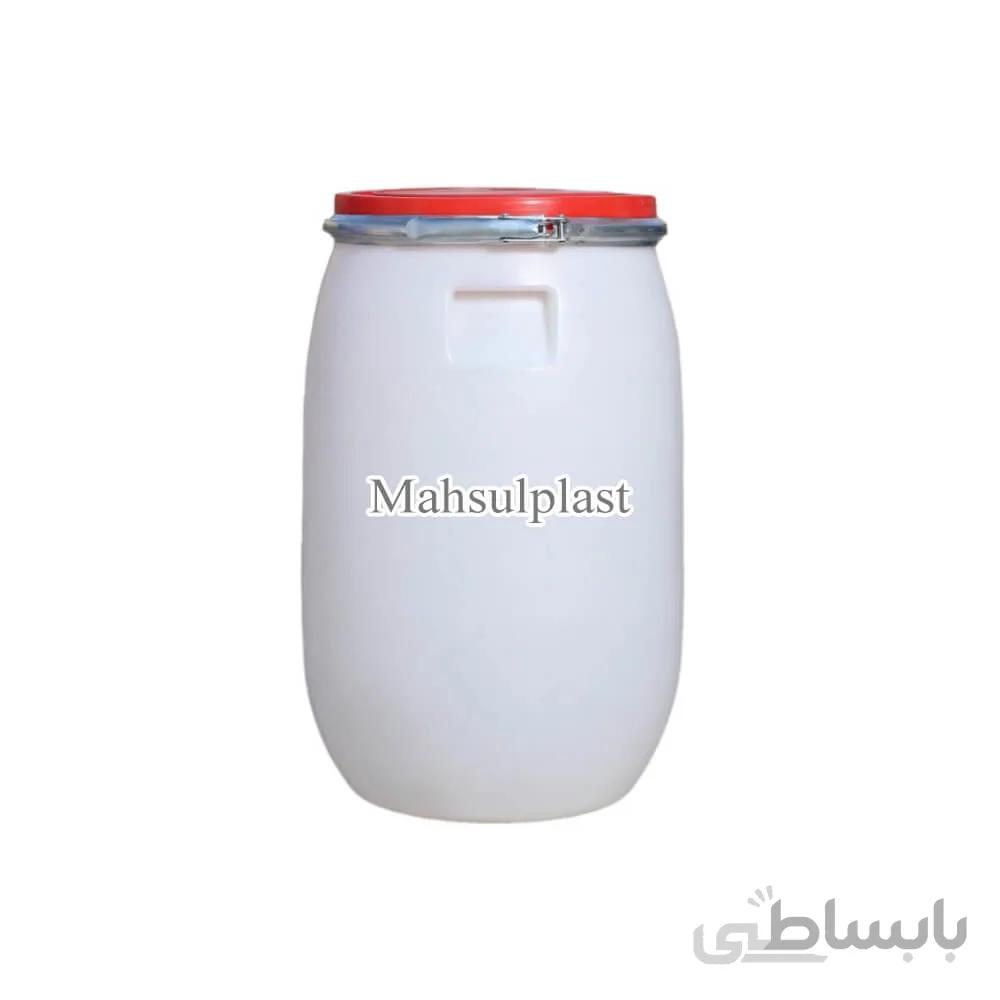 بشکه 60 لیتری سفید با تسمه فلزی