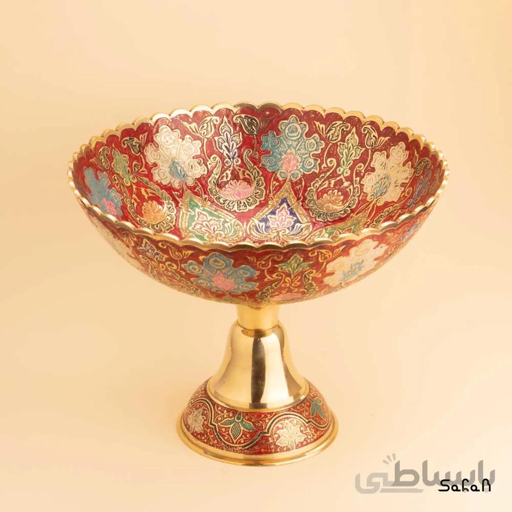 میوه خوری برنجی میناکاری پایه دار دورو مدل پدرو پیک