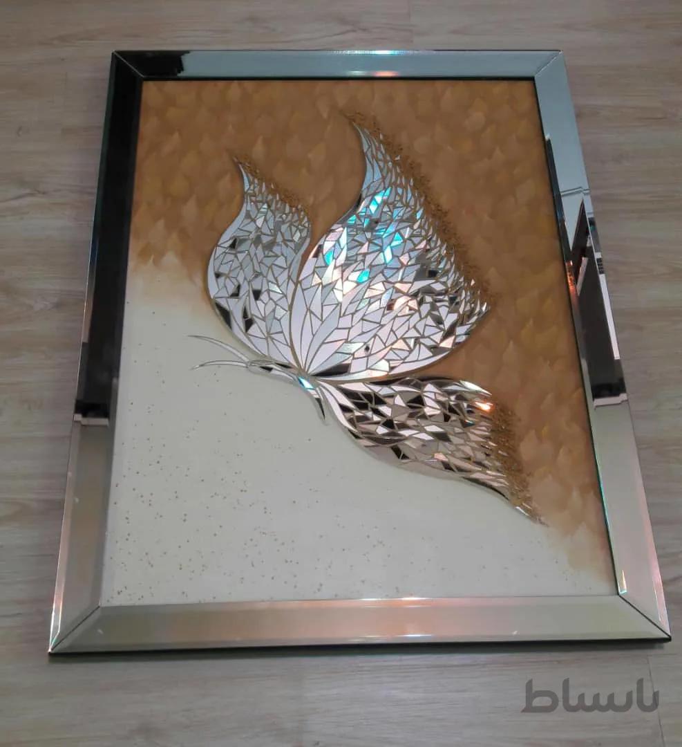 تابلو نقاشی پروانه آیینه ی با قاب آیینه ی کد ۱۰۲۰۳۴