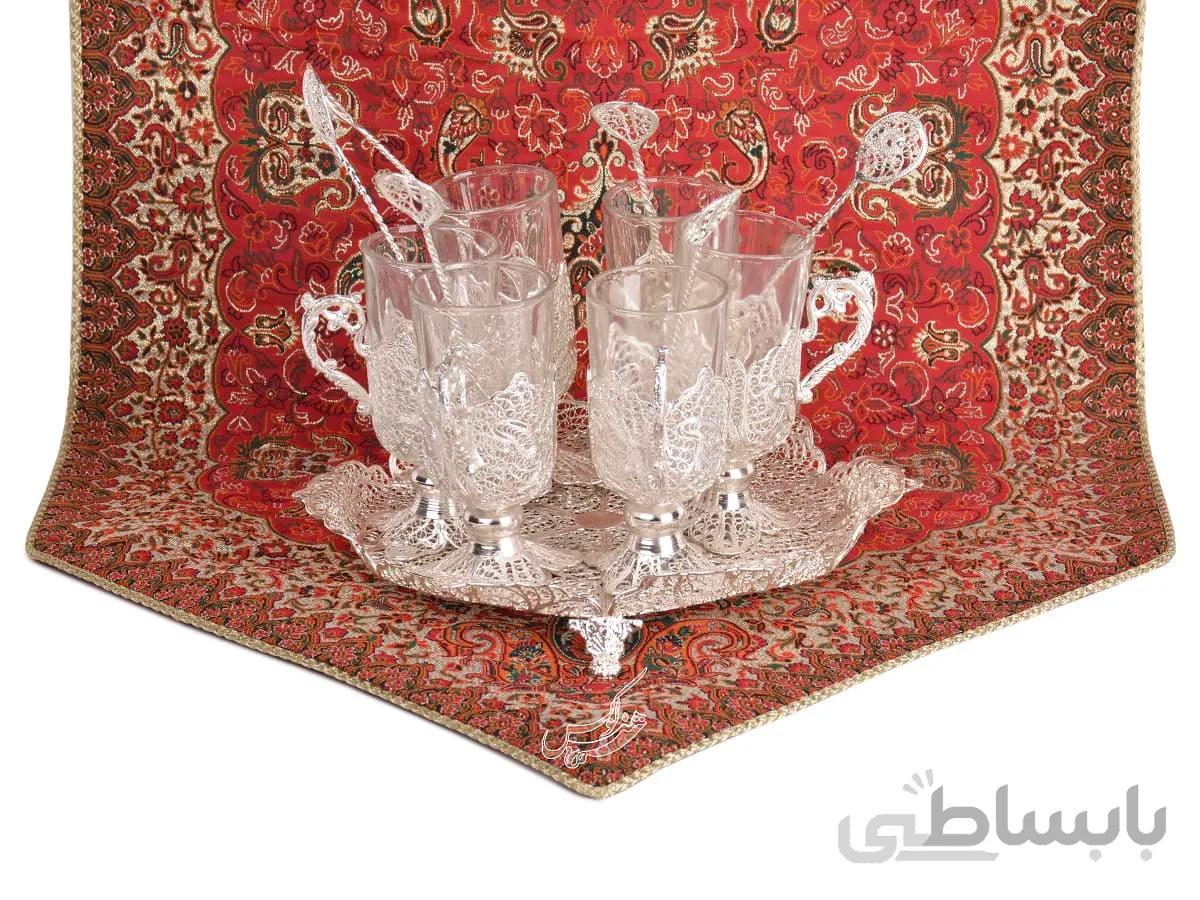 سرویس قهوه خوری ملیله کاری پایه دار