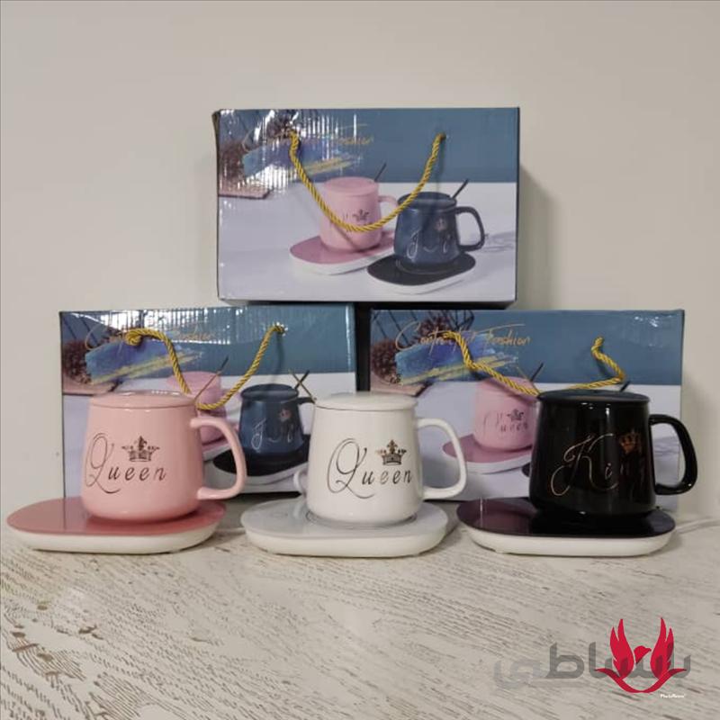 ماگ حرارتی کینگ و کویین به همراه صفحه گرمکن برقی