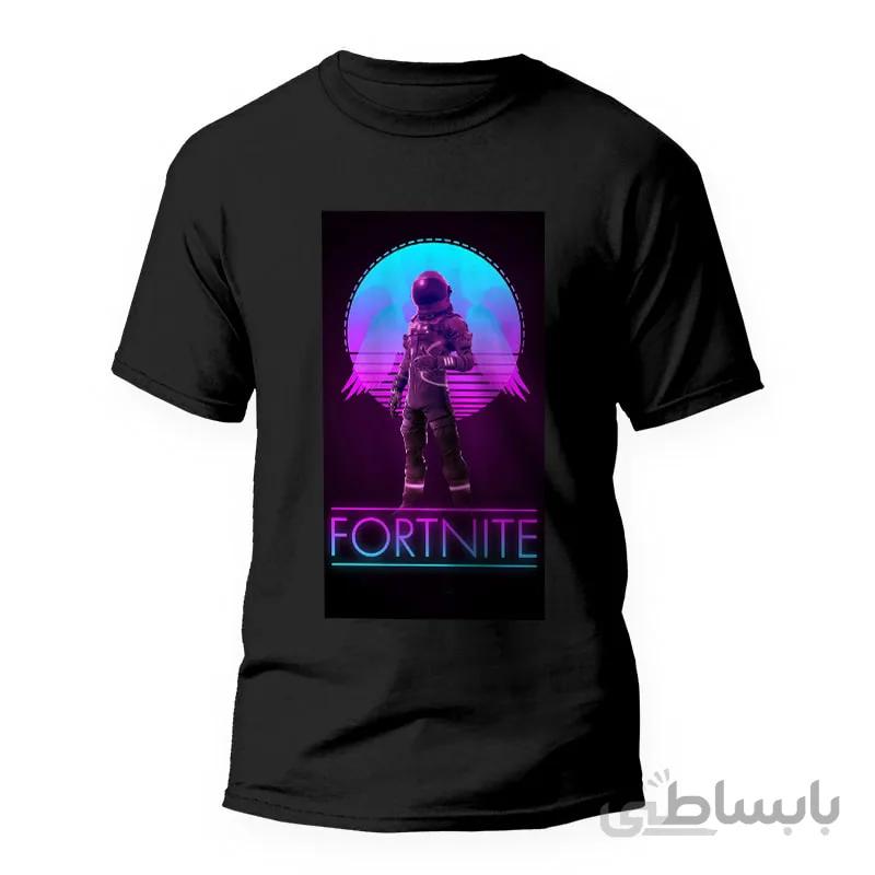 تیشرت فورتنایت طرح صورتی ابی