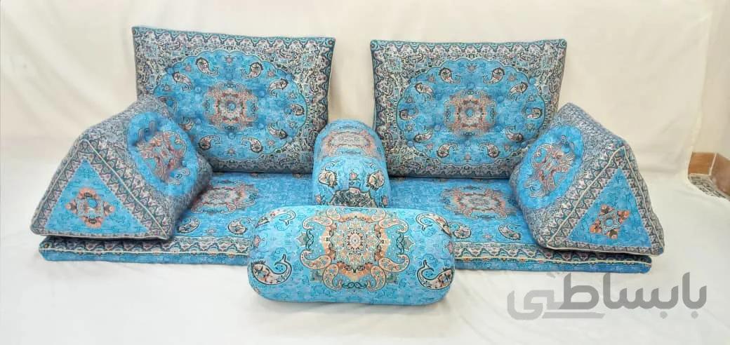 ست پشتی ترمه طرح آسمان آبی