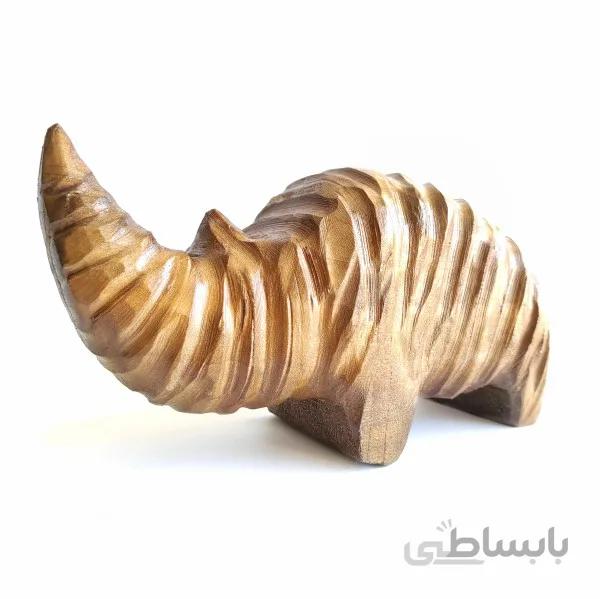 مجسمه کرگدن چوبی دست ساز