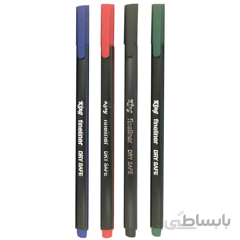روان نویس نوک نمدی کینگ مدل King Fineliner بسته 4 رنگ اصلی