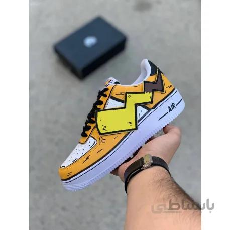 ست زنانه و مردانه نایک ایرفورس اصلی طراجی پوکمون پیکاچو Nike air force 1 custom made pokemon design - Pikachu
