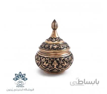 قندان مسی قلمزنی شده 15 سانتی
