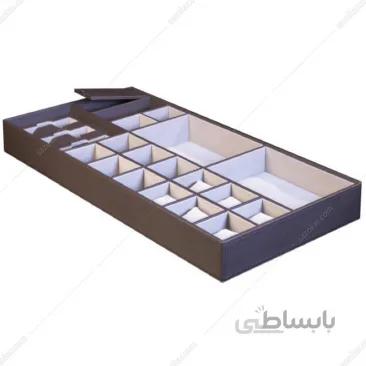 باکس زیور آلات چرم کامپکت داخل کشو سری 4 رنگ موکا سایز 90 فانتونی مدل J671 ا Fantoni J671 Jewlry case