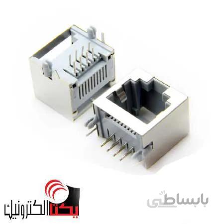 سوکت کانکتور شبکه مادگی RJ45 فلزی طوسی 8 پین