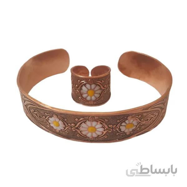 نیم ست مسی با طرح لوتوس سفید کد JW104.2