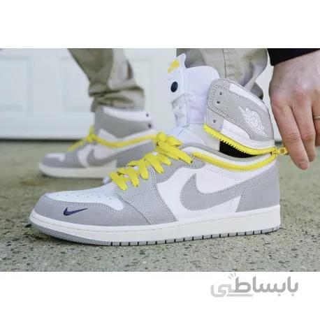 کفش کتانی اصلی نایک ایر جردن وان توسی زرد Air Jordan 1 High Switch « Light Smoke Grey »
