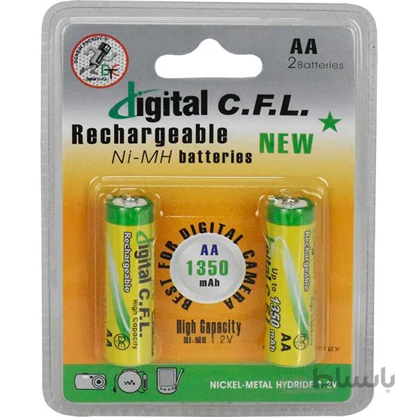 باتری قلمی قابل شارژ دیجیتال سی اف ال مدل 1350 بسته 2 عددی ا CFL Rechargeable AA Battery 1350 mah