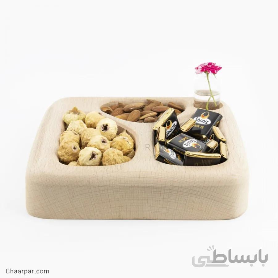 ظرف آجیل خوری سه تکه با گلدان بدون پرنده